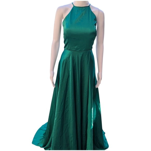Blondie Nites Dresses & Skirts - Y2K Vtg Blondie Nites by Stacy Sklar emerald green satin halter neck dress 11